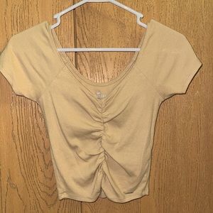 Hollister Creme Smocked Shirt